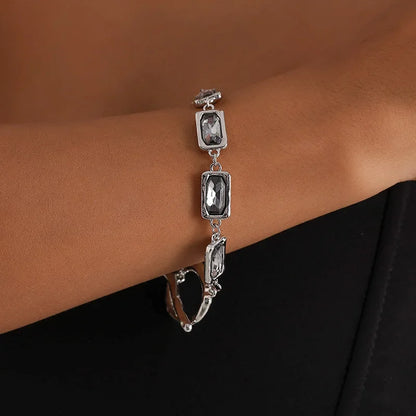 Women's Gray Glass Jewelry Long Tassel Layered Bracelet Drop Earrings Fashion Accessories Trendy Daily Party Wear Gift