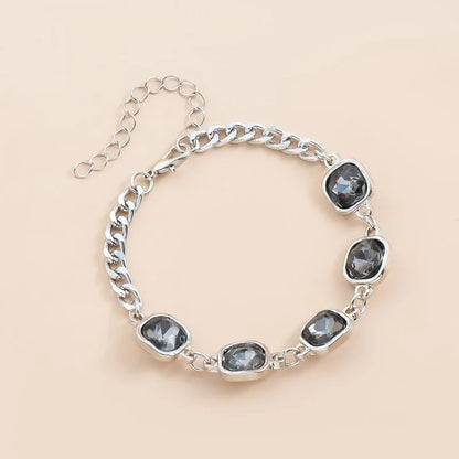 Women's Gray Glass Jewelry Long Tassel Layered Bracelet Drop Earrings Fashion Accessories Trendy Daily Party Wear Gift