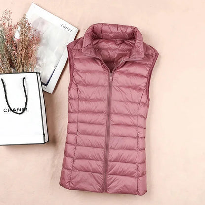 2024 New Women Ultra Light Down Vests Slim Sleeveless Jacket Portable Girl Lightweight Windproof Waistcoat Female Tank Tops Coat