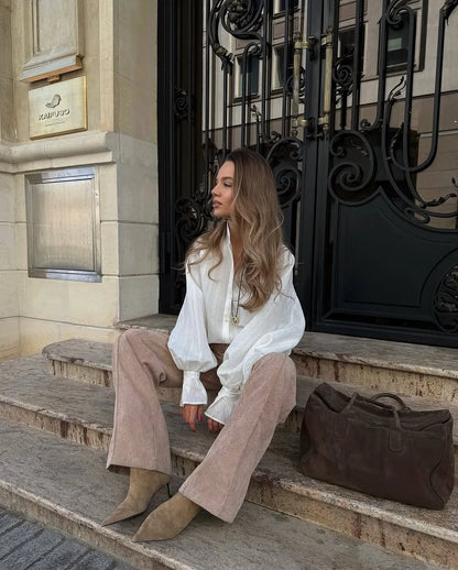 2026 Spring New Oversize White Shirt Women Long Sleeve Button up Minimalist 100% Cotton Shirt Female Chic Loose Tunic Blouses