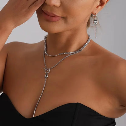 Women's Gray Glass Jewelry Long Tassel Layered Bracelet Drop Earrings Fashion Accessories Trendy Daily Party Wear Gift