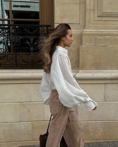 2026 Spring New Oversize White Shirt Women Long Sleeve Button up Minimalist 100% Cotton Shirt Female Chic Loose Tunic Blouses