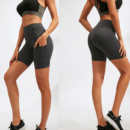 Women Yoga Shorts High Waist Workout Gym Shorts Fitness Yoga Lift Butt Fitness yoga leggings Running Cycling Short Pants