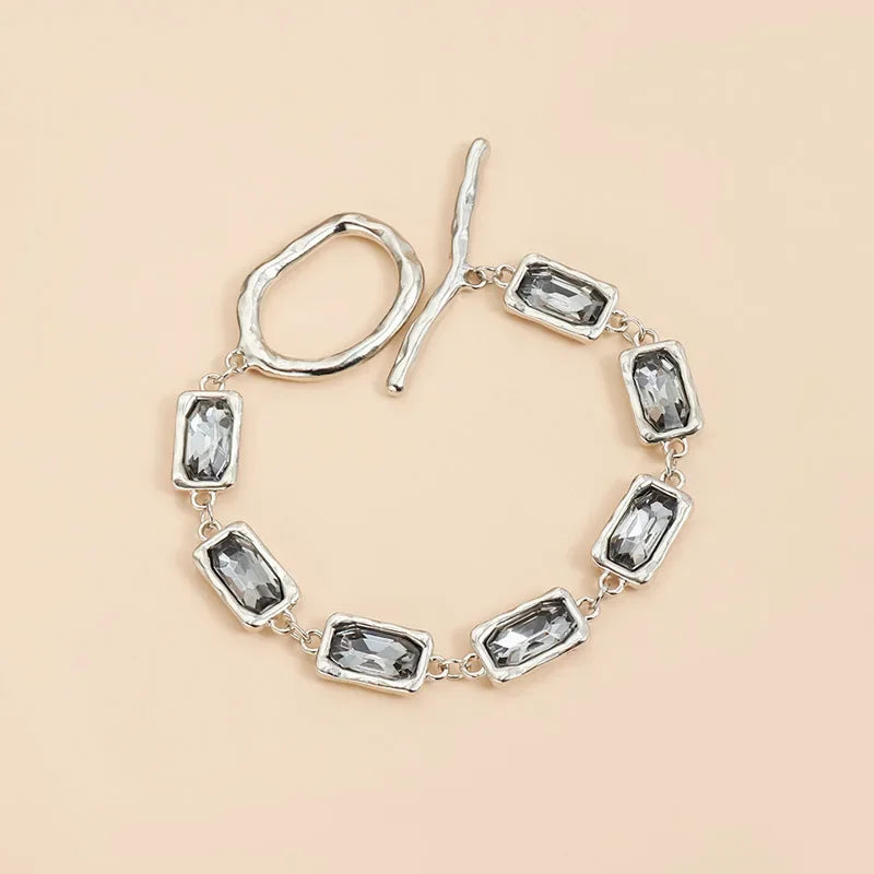 Women's Gray Glass Jewelry Long Tassel Layered Bracelet Drop Earrings Fashion Accessories Trendy Daily Party Wear Gift