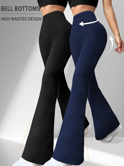 2 pack Women's Super Soft Flare Pants High Waisted Tummy Control Workout Yoga Gym Fitness Long Leggings Bell Bottoms casual wear