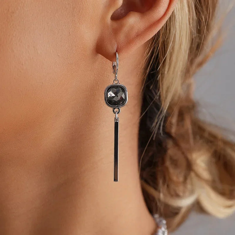 Women's Gray Glass Jewelry Long Tassel Layered Bracelet Drop Earrings Fashion Accessories Trendy Daily Party Wear Gift