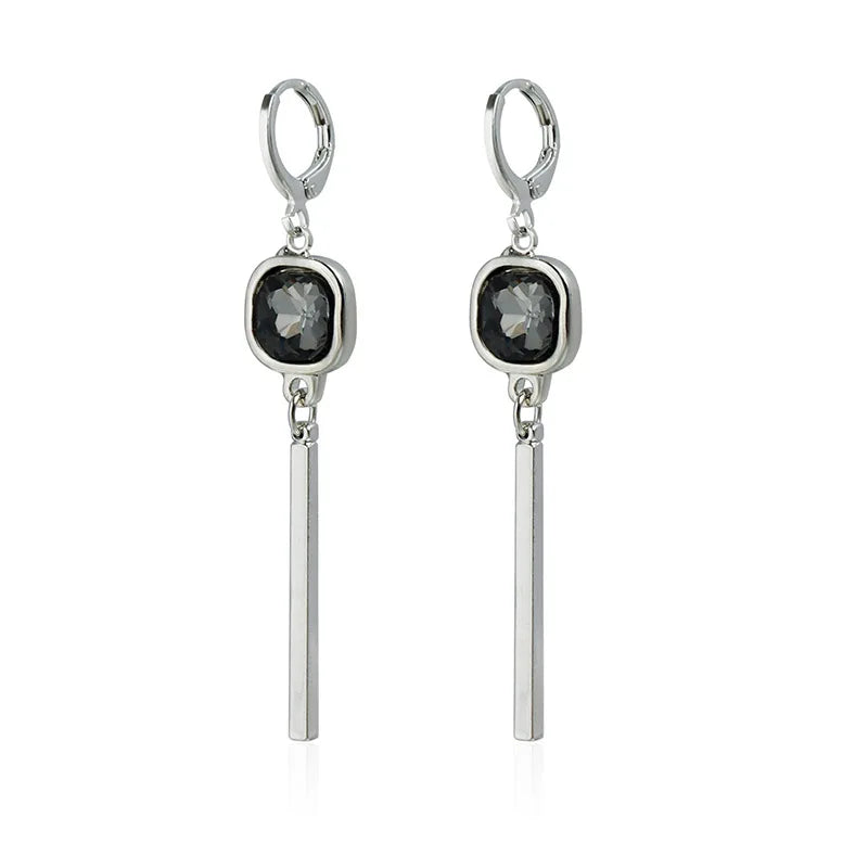 Women's Gray Glass Jewelry Long Tassel Layered Bracelet Drop Earrings Fashion Accessories Trendy Daily Party Wear Gift