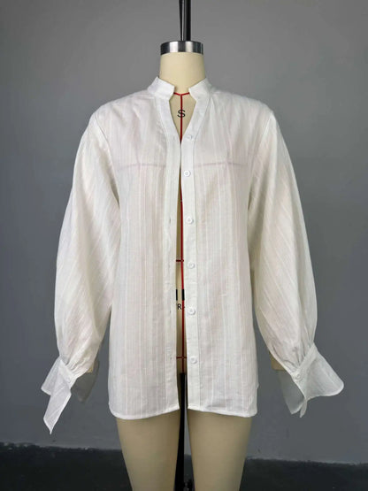 2026 Spring New Oversize White Shirt Women Long Sleeve Button up Minimalist 100% Cotton Shirt Female Chic Loose Tunic Blouses