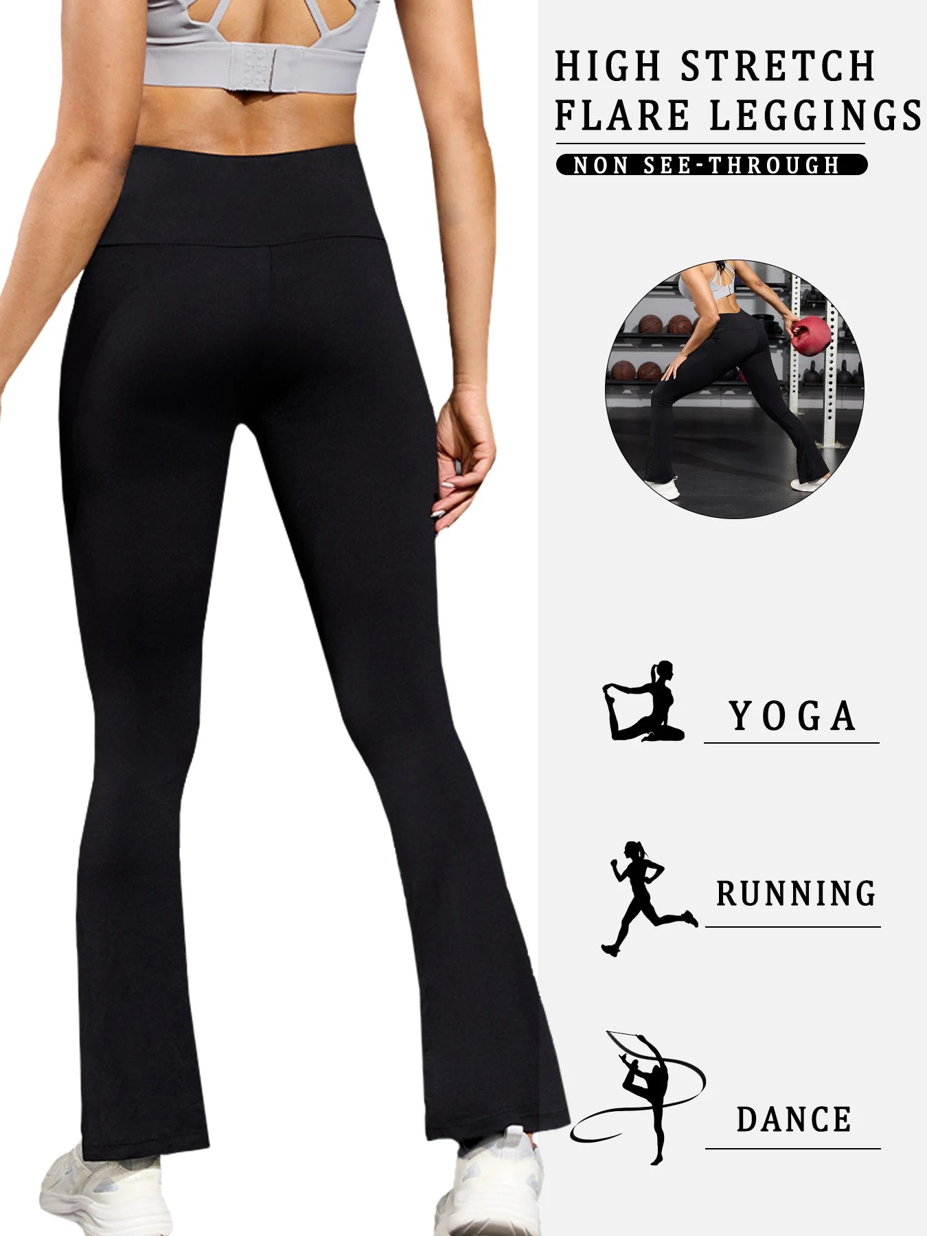 2 pack Women's Super Soft Flare Pants High Waisted Tummy Control Workout Yoga Gym Fitness Long Leggings Bell Bottoms casual wear