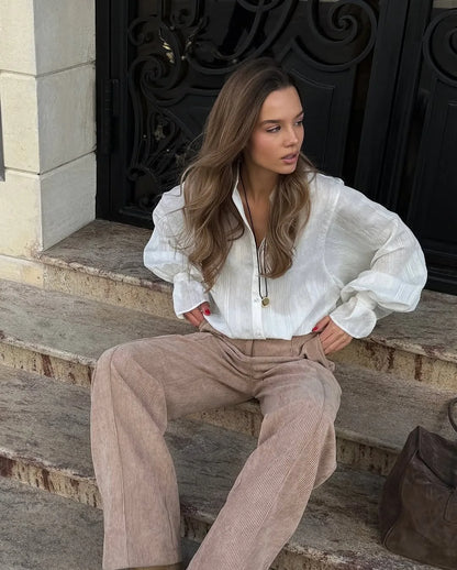 2026 Spring New Oversize White Shirt Women Long Sleeve Button up Minimalist 100% Cotton Shirt Female Chic Loose Tunic Blouses