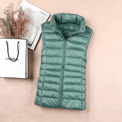 2024 New Women Ultra Light Down Vests Slim Sleeveless Jacket Portable Girl Lightweight Windproof Waistcoat Female Tank Tops Coat