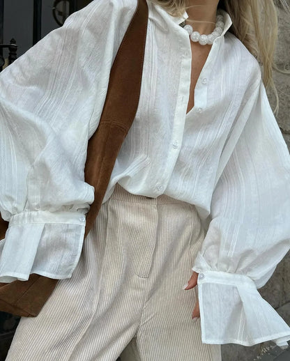 2026 Spring New Oversize White Shirt Women Long Sleeve Button up Minimalist 100% Cotton Shirt Female Chic Loose Tunic Blouses
