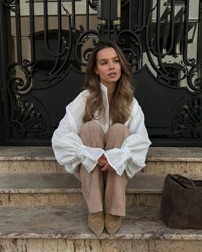 2026 Spring New Oversize White Shirt Women Long Sleeve Button up Minimalist 100% Cotton Shirt Female Chic Loose Tunic Blouses