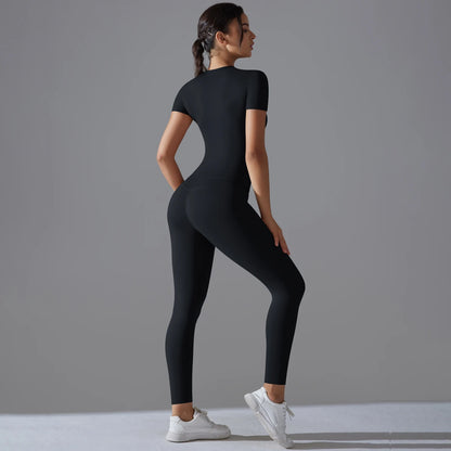 Yoga Set Women Workout Set Sportswear Gym Clothing Fitness Shorts Sleeve Crop Top High Waist Leggings Sports Suits