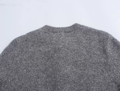 HXAO Sweater Cardigans Ruffle Long Sleeve Knitted Cardigan For Women Autumn Bolero Knitwears Button-Down Bluey Gray Cardigan