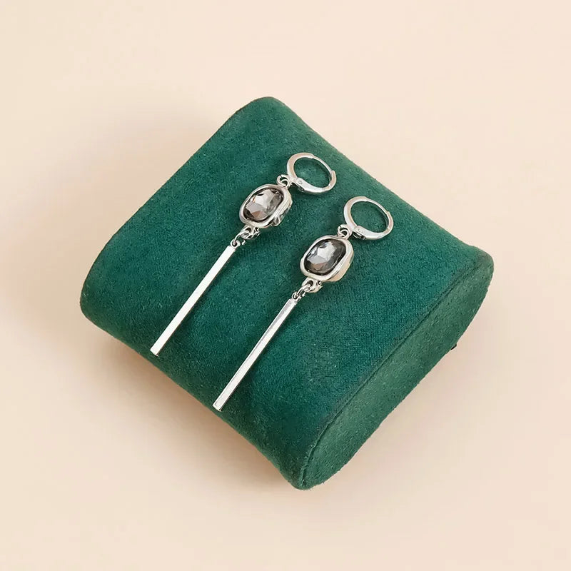 Women's Gray Glass Jewelry Long Tassel Layered Bracelet Drop Earrings Fashion Accessories Trendy Daily Party Wear Gift