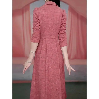 Western-style Women's Dress 2026 Spring Autumn Female Fashion New Temperament Long-sleeved Dresses Korean Shrinking Slim Dress.